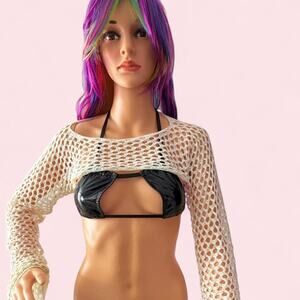 Edikted white crochet bolero top